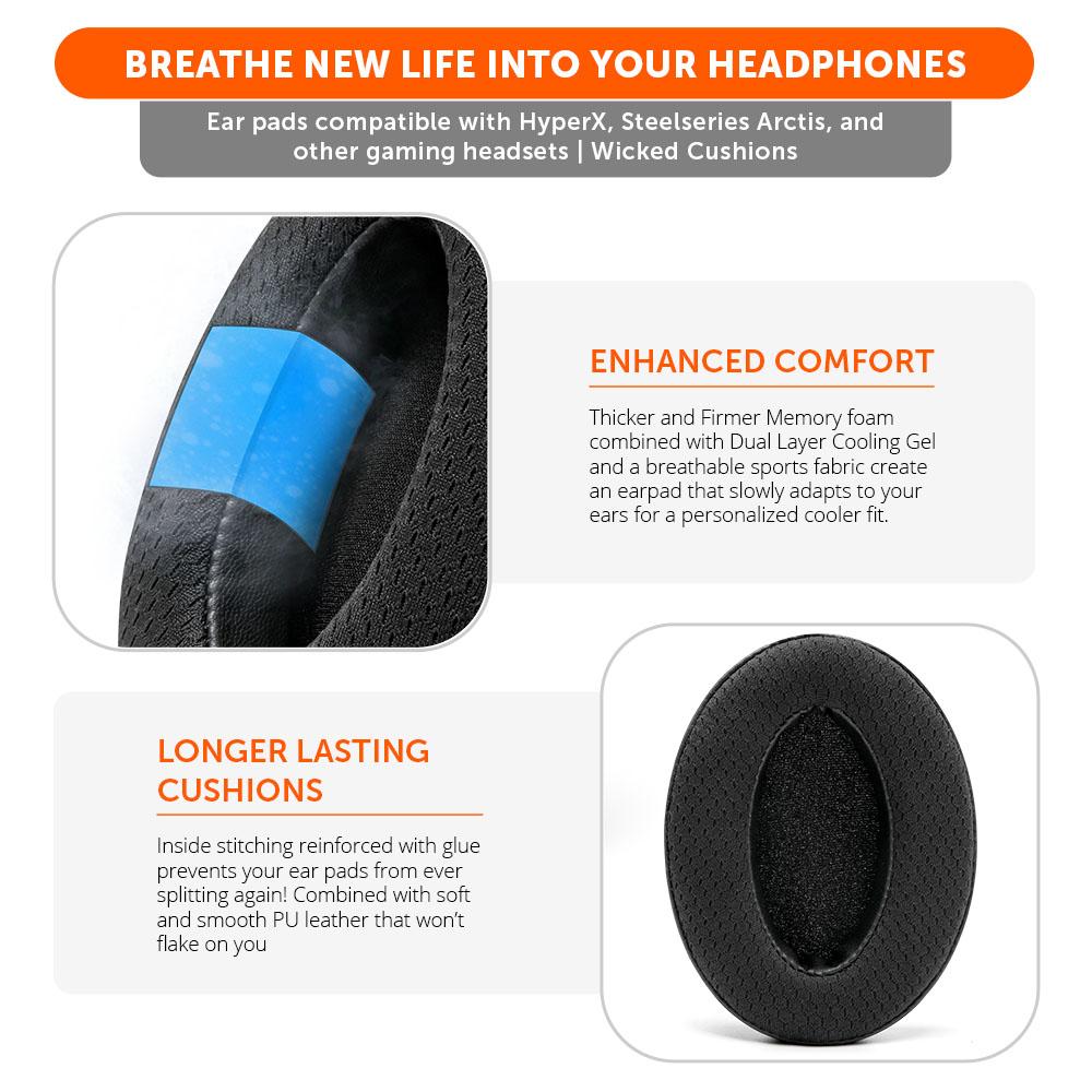 Apos Audio Wicked Cushions Cooling Gel Ear Pads WC FreeZe - Hybrid Cooling Gel Infused Gaming Earpads