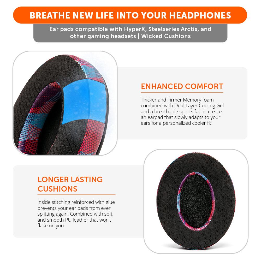 Apos Audio Wicked Cushions Cooling Gel Ear Pads WC FreeZe - Hybrid Cooling Gel Infused Gaming Earpads