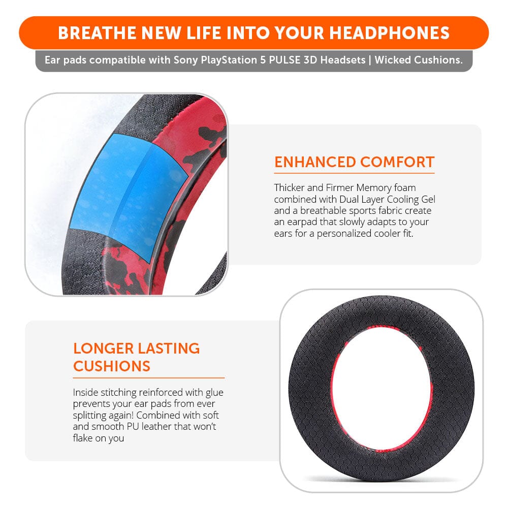 Apos Audio Wicked Cushions Cooling Gel Ear Pads WC FreeZe Pulse 3D - Cooling Gel Earpads For PS5 Pulse 3D Headset