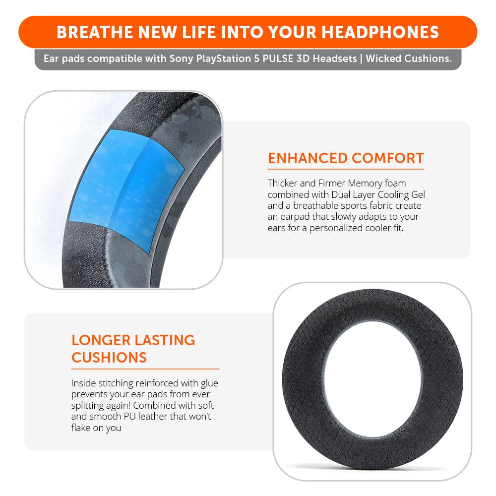 Apos Audio Wicked Cushions Cooling Gel Ear Pads WC FreeZe Pulse 3D - Cooling Gel Earpads For PS5 Pulse 3D Headset
