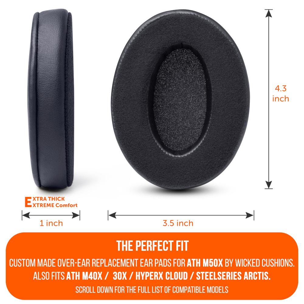 Apos Audio Wicked Cushions Ear Pads ATH M50X Earpads - Velour Hybrid