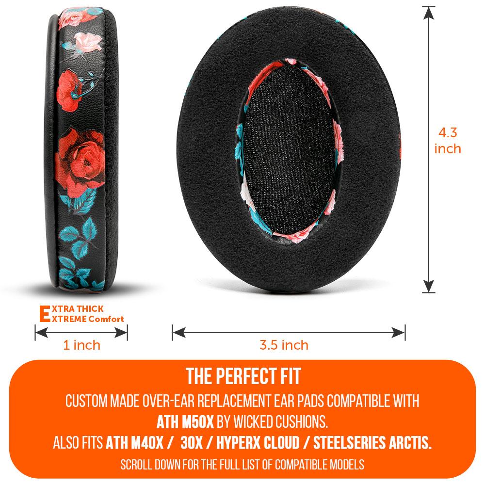 Apos Audio Wicked Cushions Ear Pads ATH M50X Earpads - Velour Hybrid