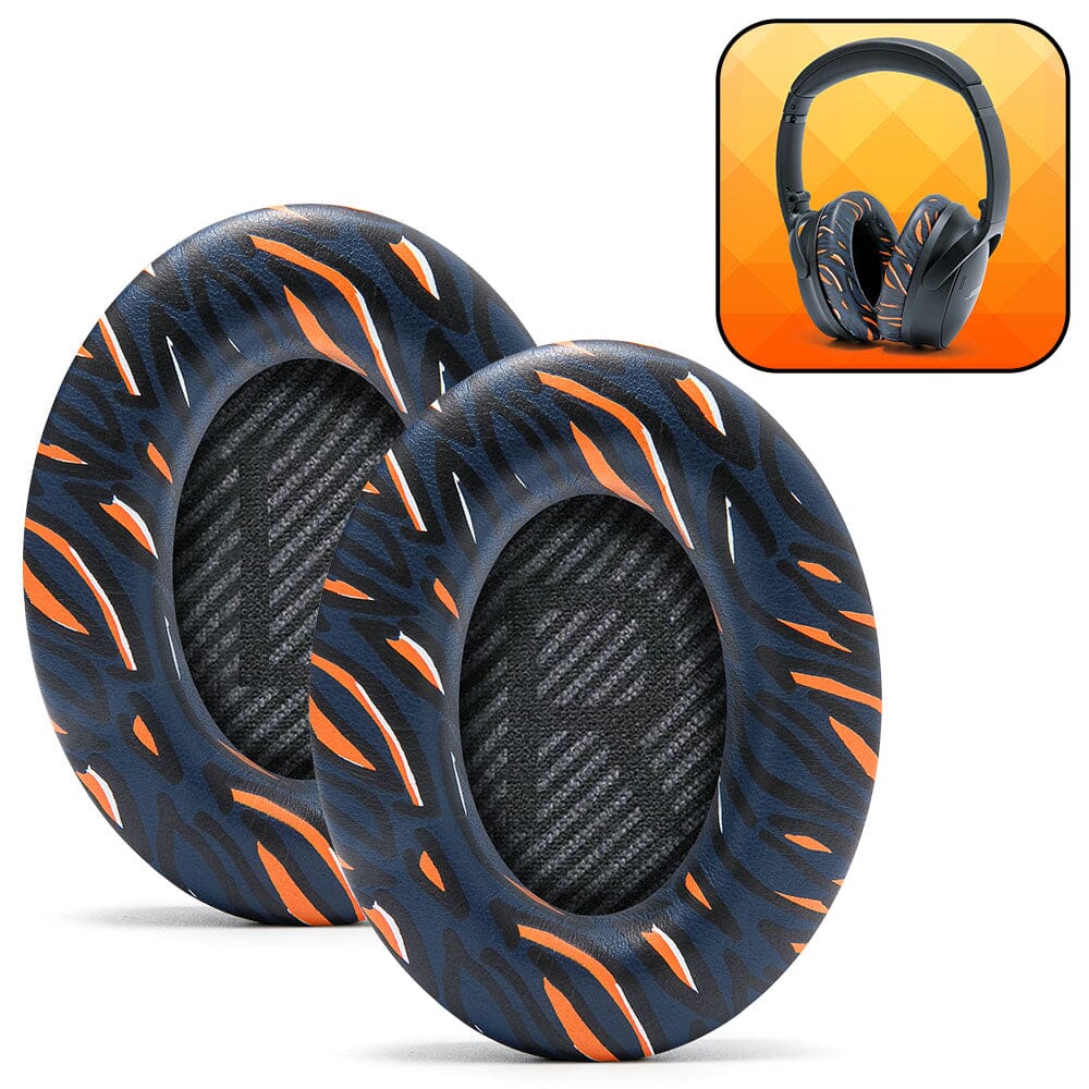 Apos Audio Wicked Cushions Ear Pads Bose QC35 Replacement Ear Pads Navy Tiger