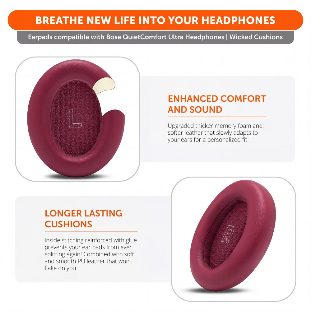 Apos Audio Wicked Cushions Ear Pads Bose QuietComfort Ultra Gen 1 & Gen 2 Earpads - WC PadZ QC Ultra