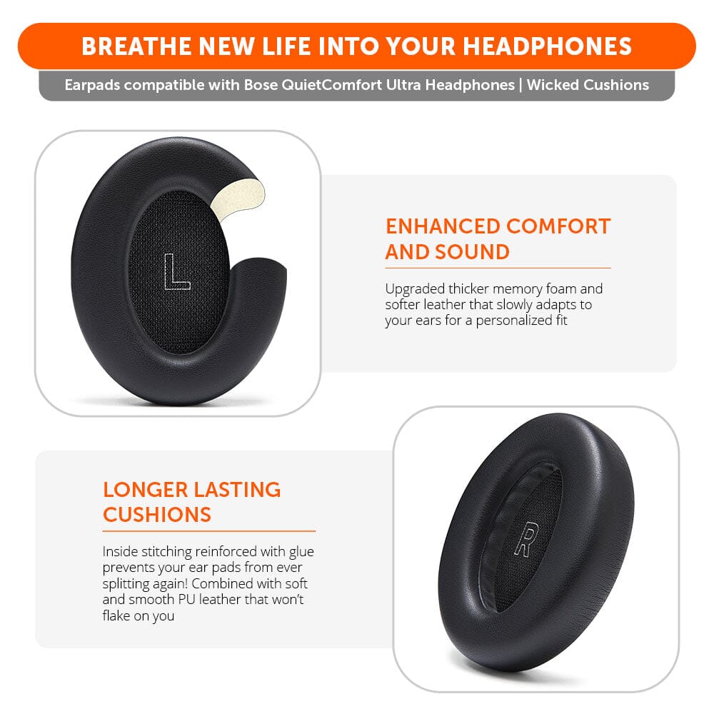 Apos Audio Wicked Cushions Ear Pads Bose QuietComfort Ultra Gen 1 & Gen 2 Earpads - WC PadZ QC Ultra