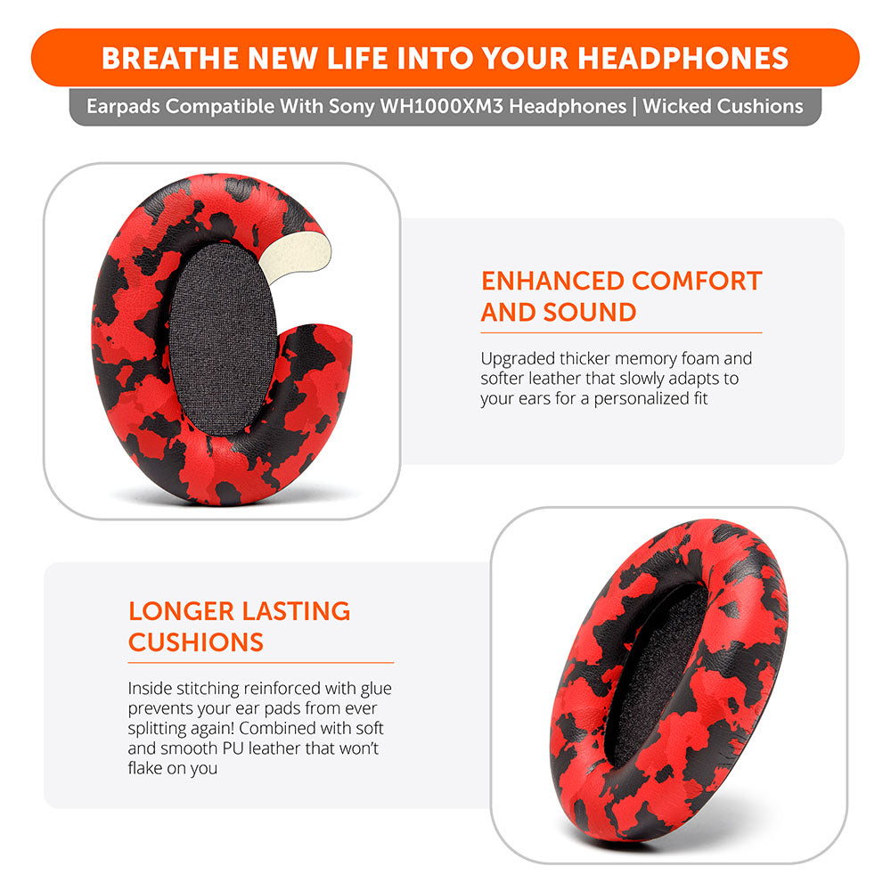 Apos Audio Wicked Cushions Ear Pads Ear Pads For Sony WH1000XM3 Over-Ear Headphones