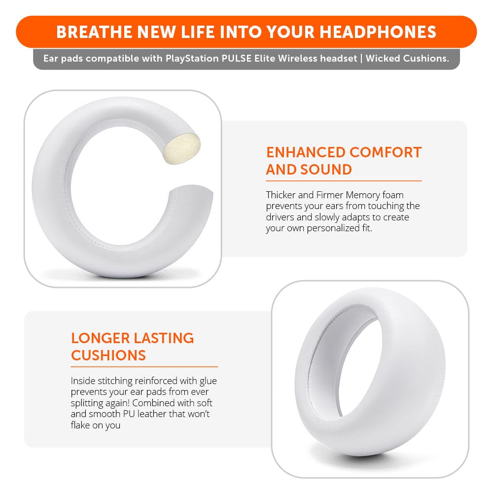 Apos Audio Wicked Cushions Ear Pads PlayStation Pulse Elite PU Leather Earpads - WC PadZ Pulse Elite