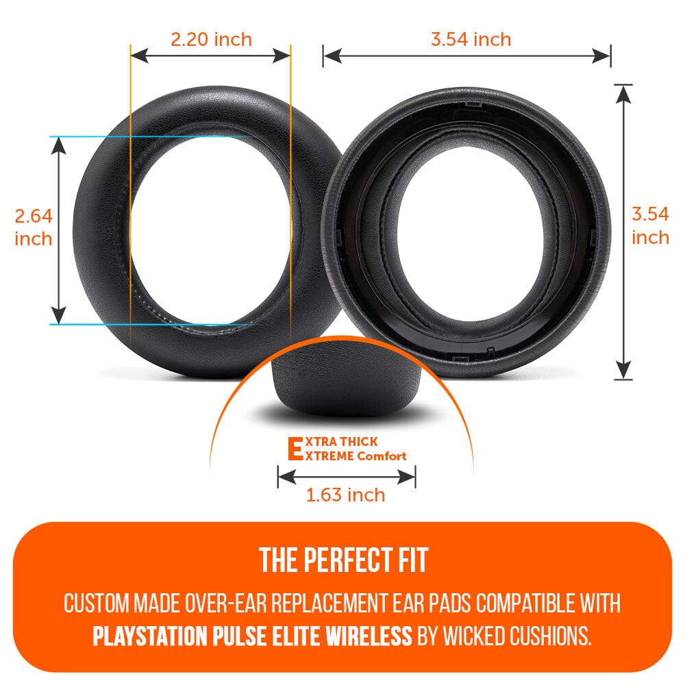 Apos Audio Wicked Cushions Ear Pads PlayStation Pulse Elite PU Leather Earpads - WC PadZ Pulse Elite