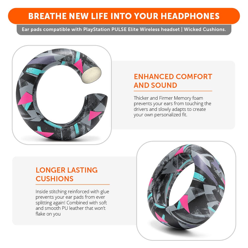 Apos Audio Wicked Cushions Ear Pads PlayStation Pulse Elite PU Leather Earpads - WC PadZ Pulse Elite
