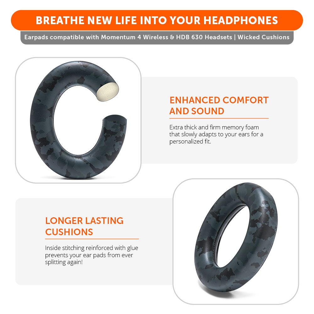 Apos Audio Wicked Cushions Ear Pads Sennheiser Momentum 4 & HDB 630 Earpads - WC PadZ Momentum 4 & HDB 630