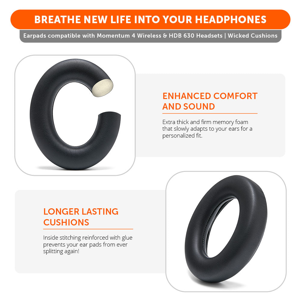 Apos Audio Wicked Cushions Ear Pads Sennheiser Momentum 4 & HDB 630 Earpads - WC PadZ Momentum 4 & HDB 630