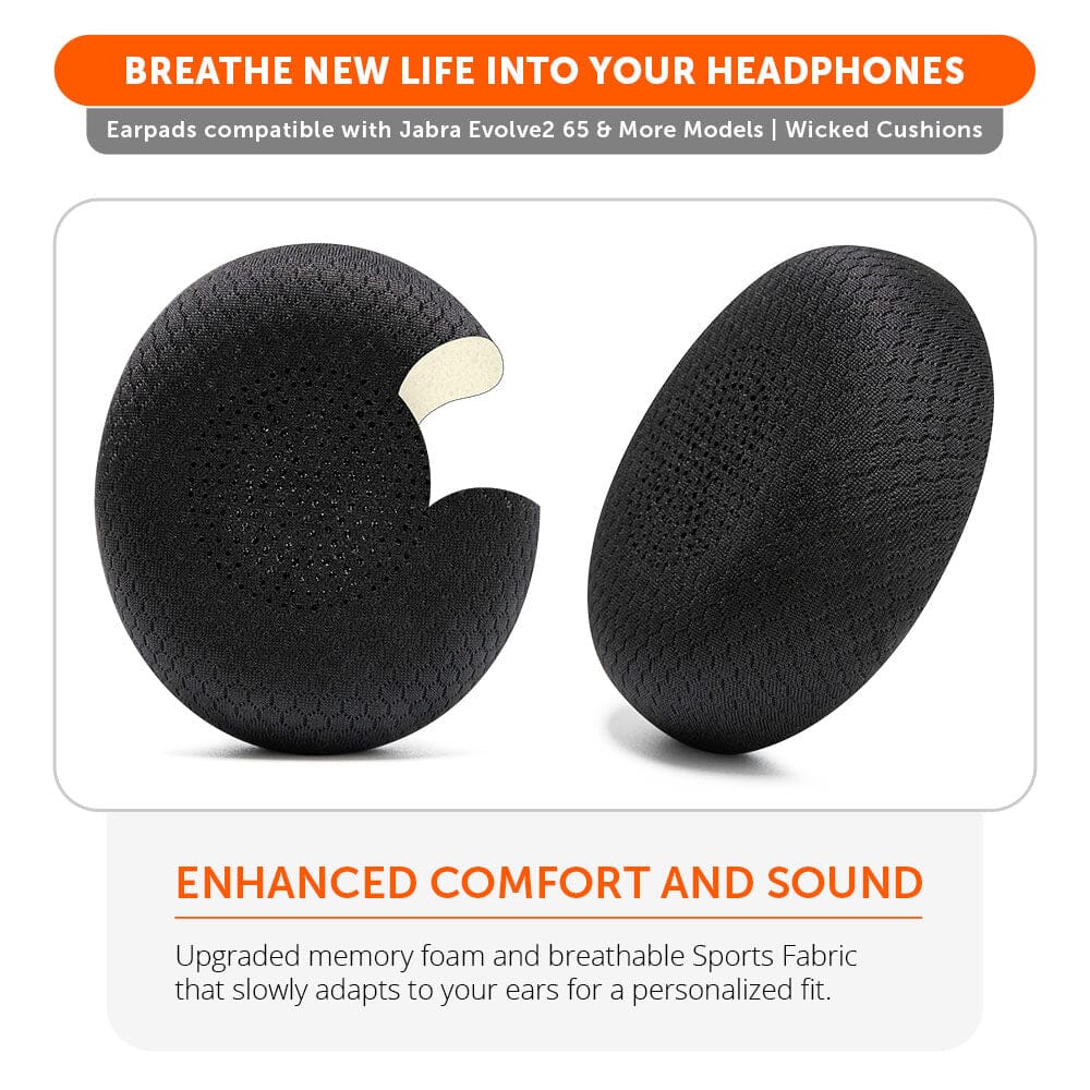 Apos Audio Wicked Cushions Ear Pads Upgraded Jabra Evolve2 65 Earpads - WC PadZ Evolve2 65 Black