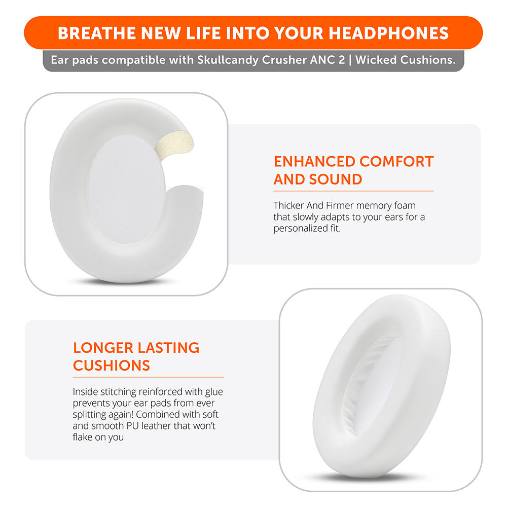 Apos Audio Wicked Cushions Ear Pads Upgraded Skullcandy Crusher ANC 2 Earpads - WC PadZ Crusher ANC 2