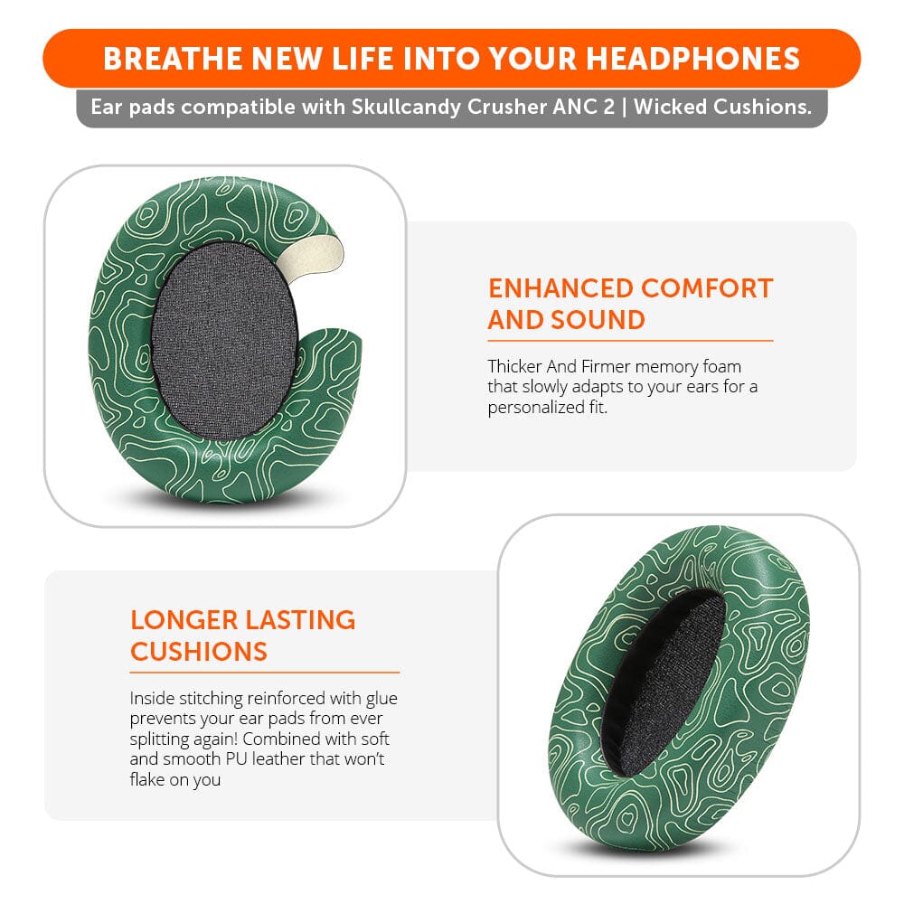 Apos Audio Wicked Cushions Ear Pads Upgraded Skullcandy Crusher ANC 2 Earpads - WC PadZ Crusher ANC 2