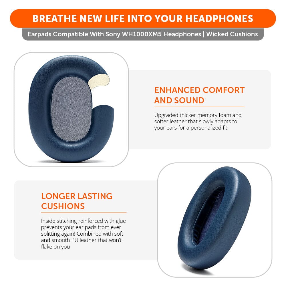 Apos Audio Wicked Cushions Ear Pads Upgraded Sony XM5 Replacement Ear Pads
