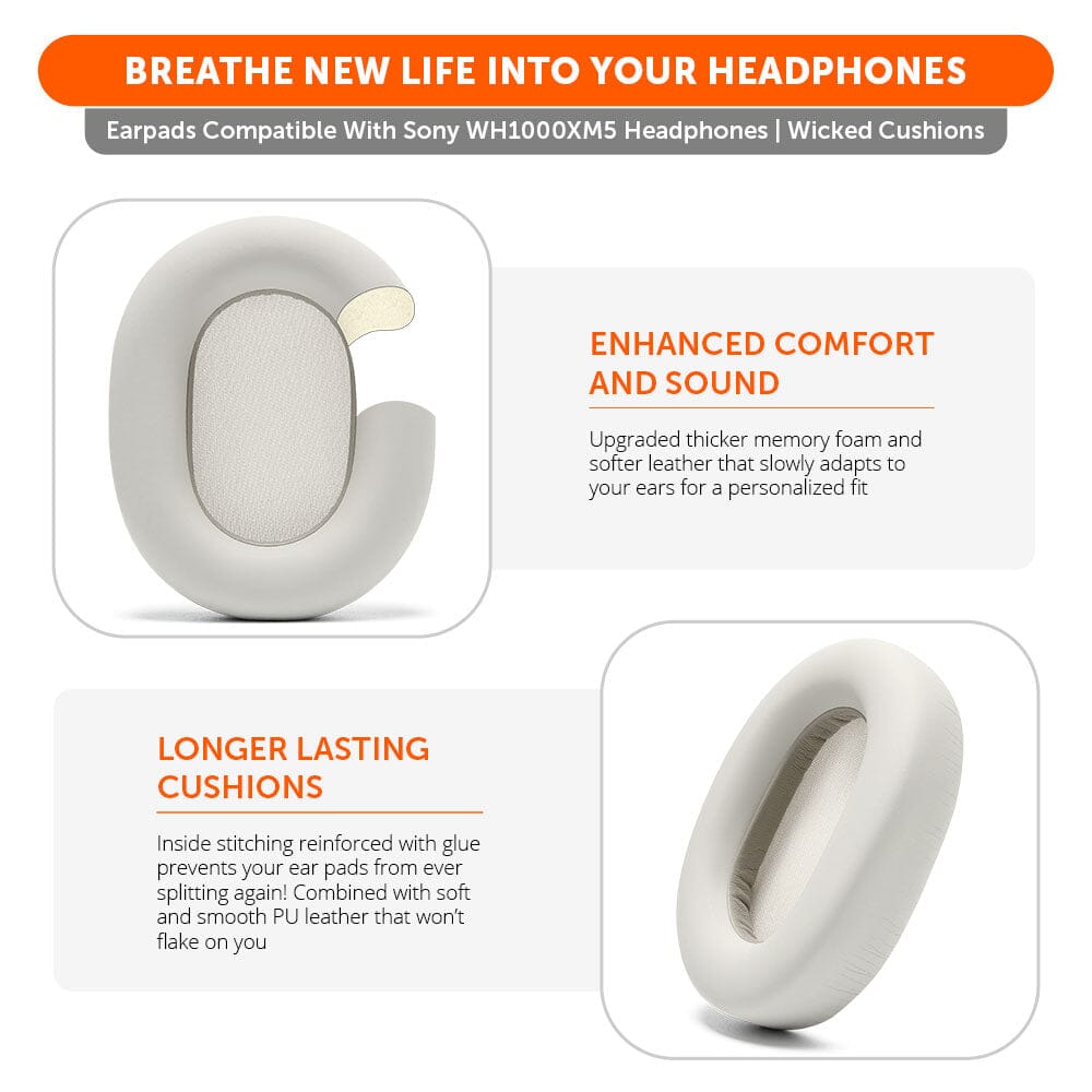 Apos Audio Wicked Cushions Ear Pads Upgraded Sony XM5 Replacement Ear Pads