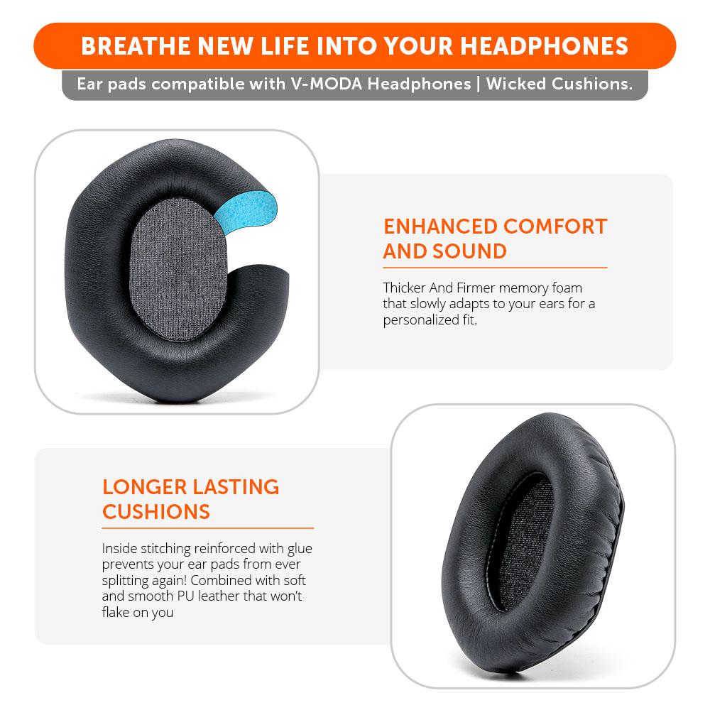 Apos Audio Wicked Cushions Ear Pads XL Earpads For V-MODA Black