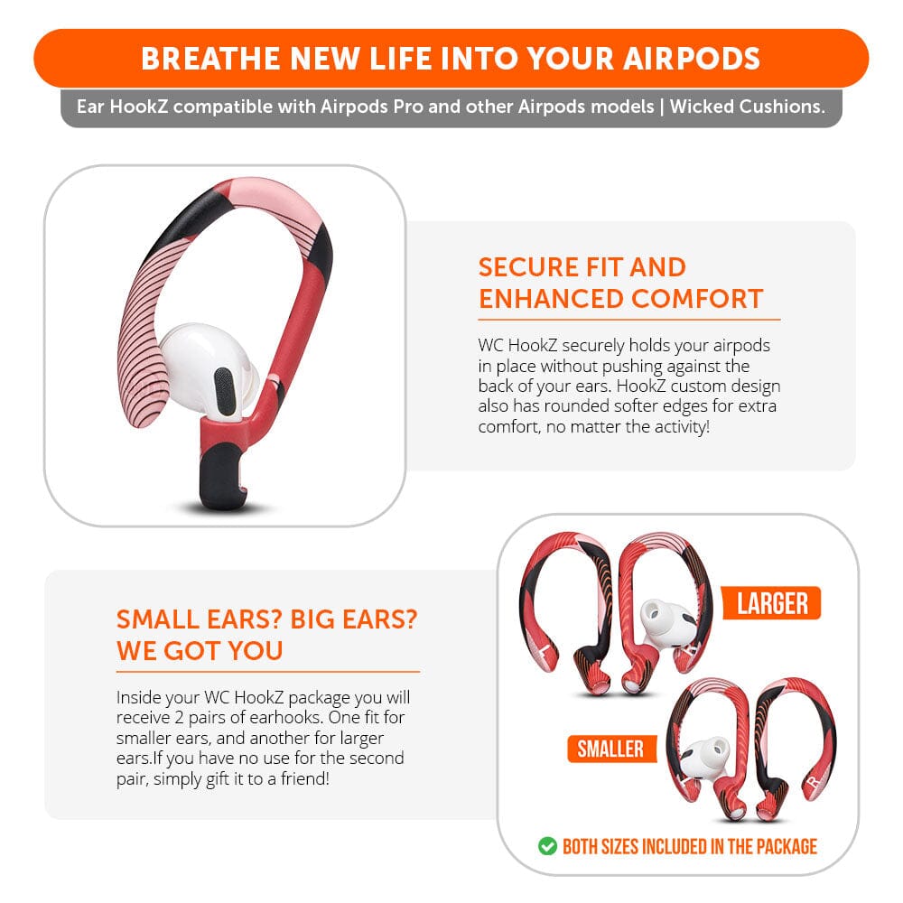 Apos Audio Wicked Cushions Earbuds Earhooks WC HookZ - Over Ear Hooks for Airpods Pro 1, 2 & Airpods 1, 2, 3