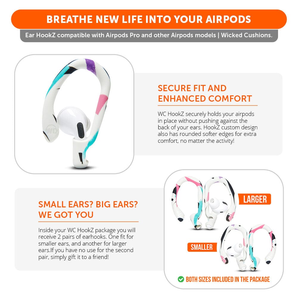 Apos Audio Wicked Cushions Earbuds Earhooks WC HookZ - Over Ear Hooks for Airpods Pro 1, 2 & Airpods 1, 2, 3