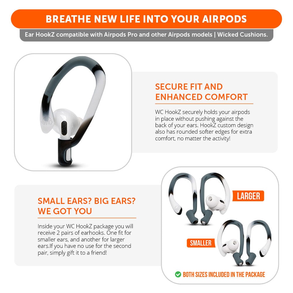 Apos Audio Wicked Cushions Earbuds Earhooks WC HookZ - Over Ear Hooks for Airpods Pro 1, 2 & Airpods 1, 2, 3