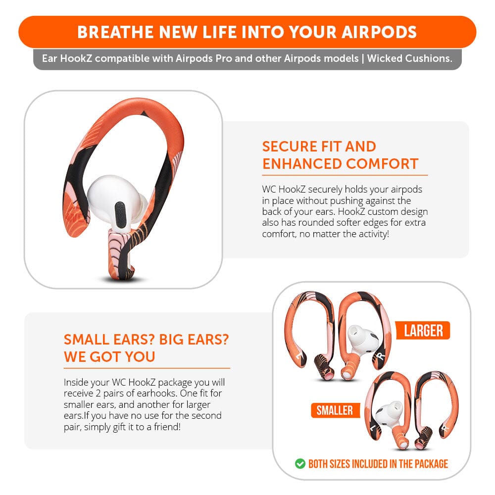Apos Audio Wicked Cushions Earbuds Earhooks WC HookZ - Over Ear Hooks for Airpods Pro 1, 2 & Airpods 1, 2, 3