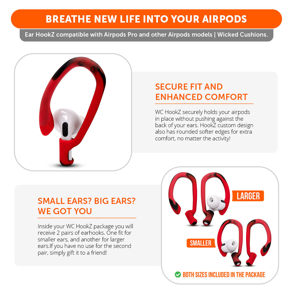 Apos Audio Wicked Cushions Earbuds Earhooks WC HookZ - Over Ear Hooks for Airpods Pro 1, 2 & Airpods 1, 2, 3