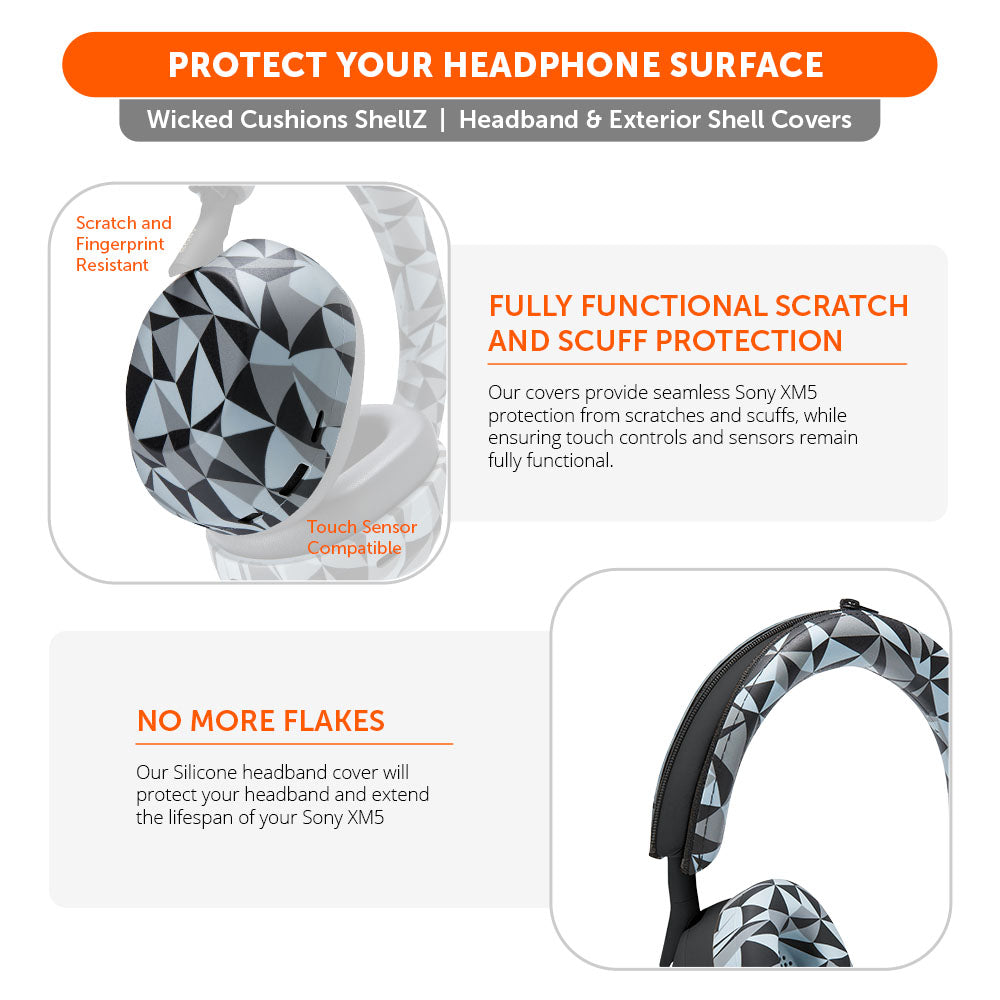 Apos Audio Wicked Cushions Headphone Covers Sony XM5 Protective Shell Cover - WC ShellZ XM5