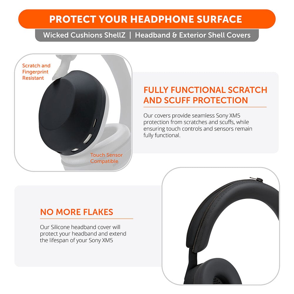 Apos Audio Wicked Cushions Headphone Covers Sony XM5 Protective Shell Cover - WC ShellZ XM5