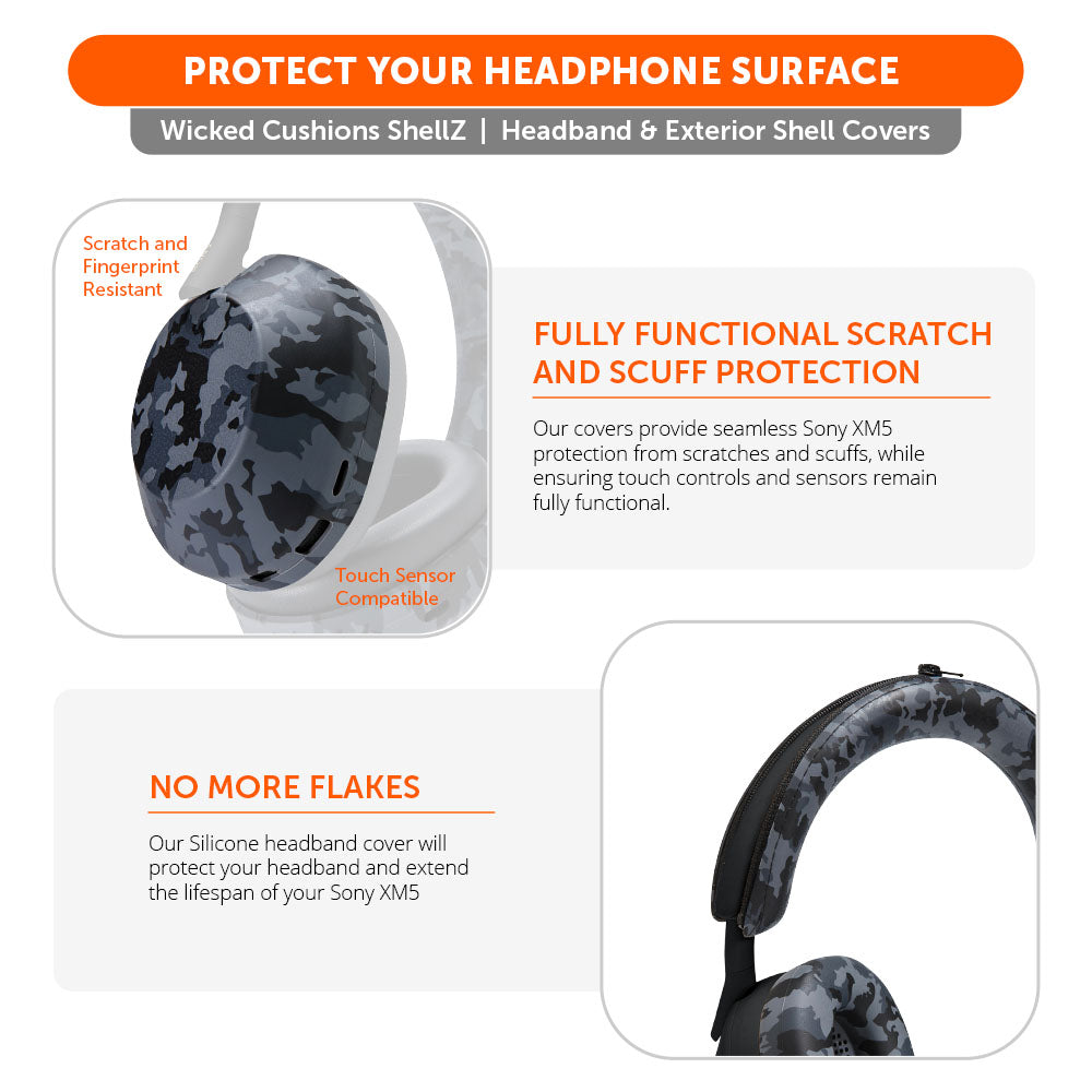 Apos Audio Wicked Cushions Headphone Covers Sony XM5 Protective Shell Cover - WC ShellZ XM5