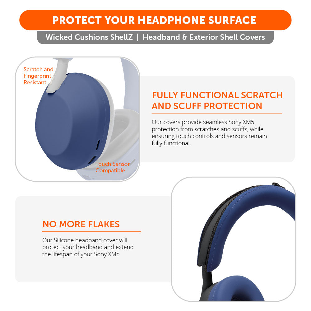 Apos Audio Wicked Cushions Headphone Covers Sony XM5 Protective Shell Cover - WC ShellZ XM5