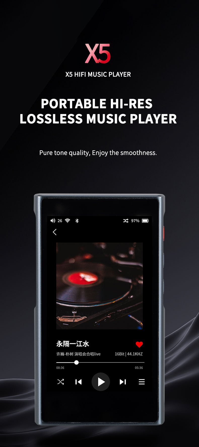 Apos Audio xDuoo DAP (Digital Audio Player) xDuoo X5 Portable Hi-Res Lossless Music Player
