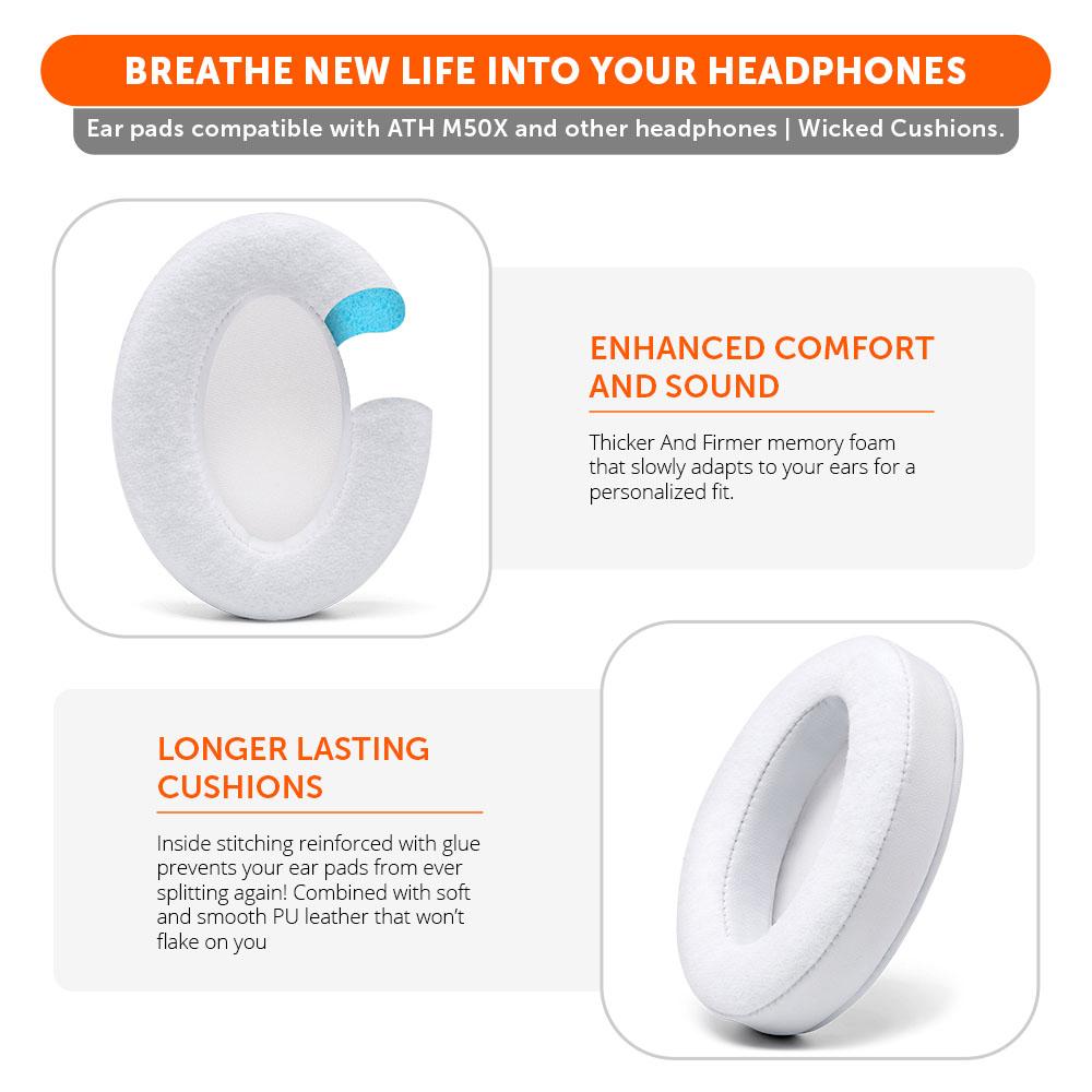 Apos Audio Wicked Cushions Ear Pads ATH M50X Earpads - Velour Hybrid