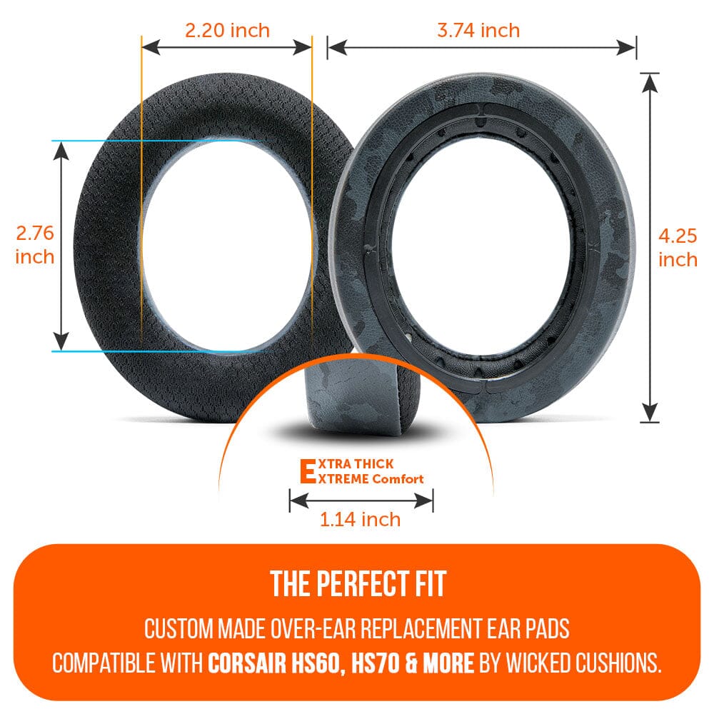 Apos Audio Wicked Cushions Cooling Gel Ear Pads Corsair HS50, HS60, and HS70 Earpads - WC FreeZe Cooling Gel