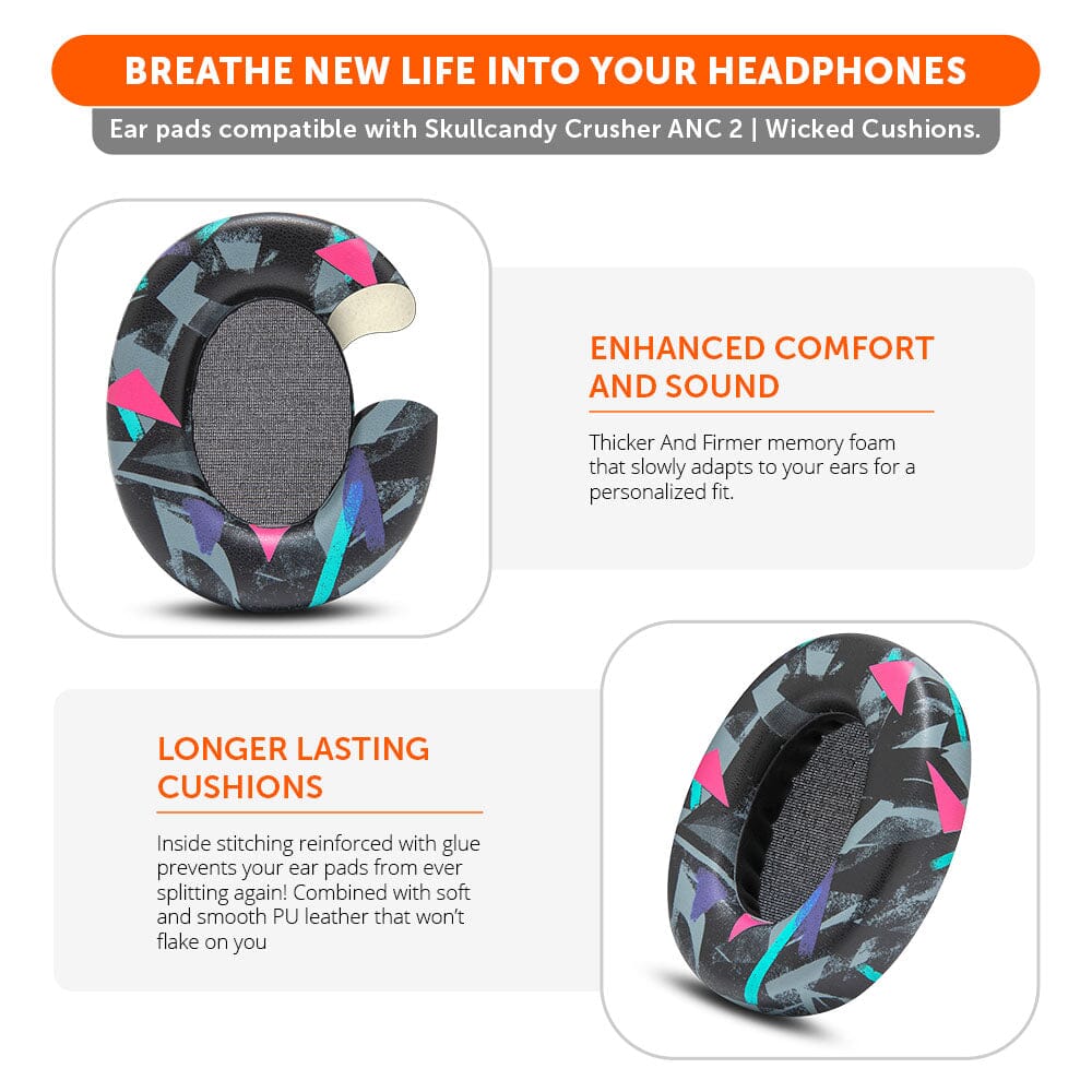 Apos Audio Wicked Cushions Ear Pads Upgraded Skullcandy Crusher ANC 2 Earpads - WC PadZ Crusher ANC 2