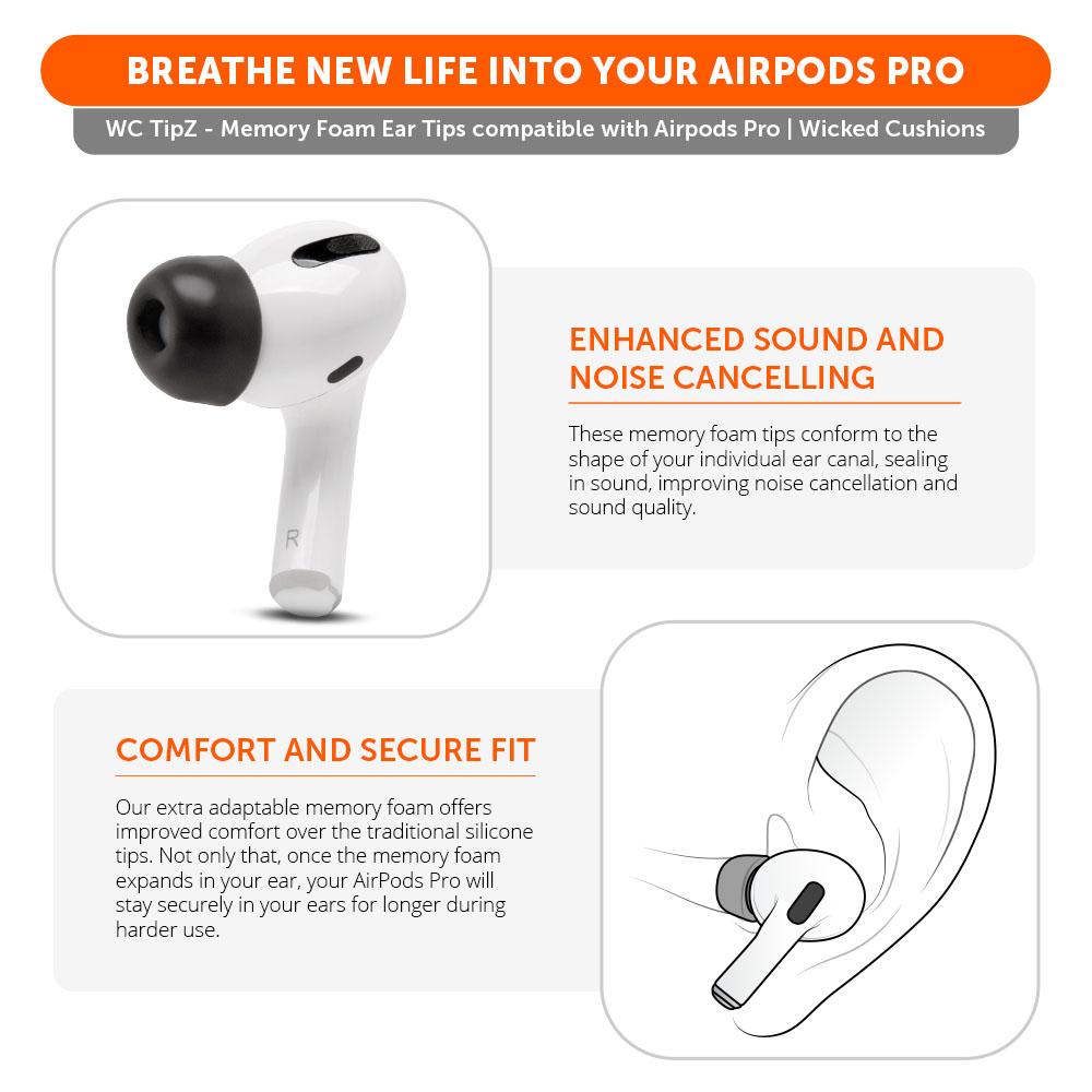 Apos Audio Wicked Cushions Earbuds Foam Tips WC TipZ - Memory Foam Ear Tips for Airpods Pro & Airpods Pro 2