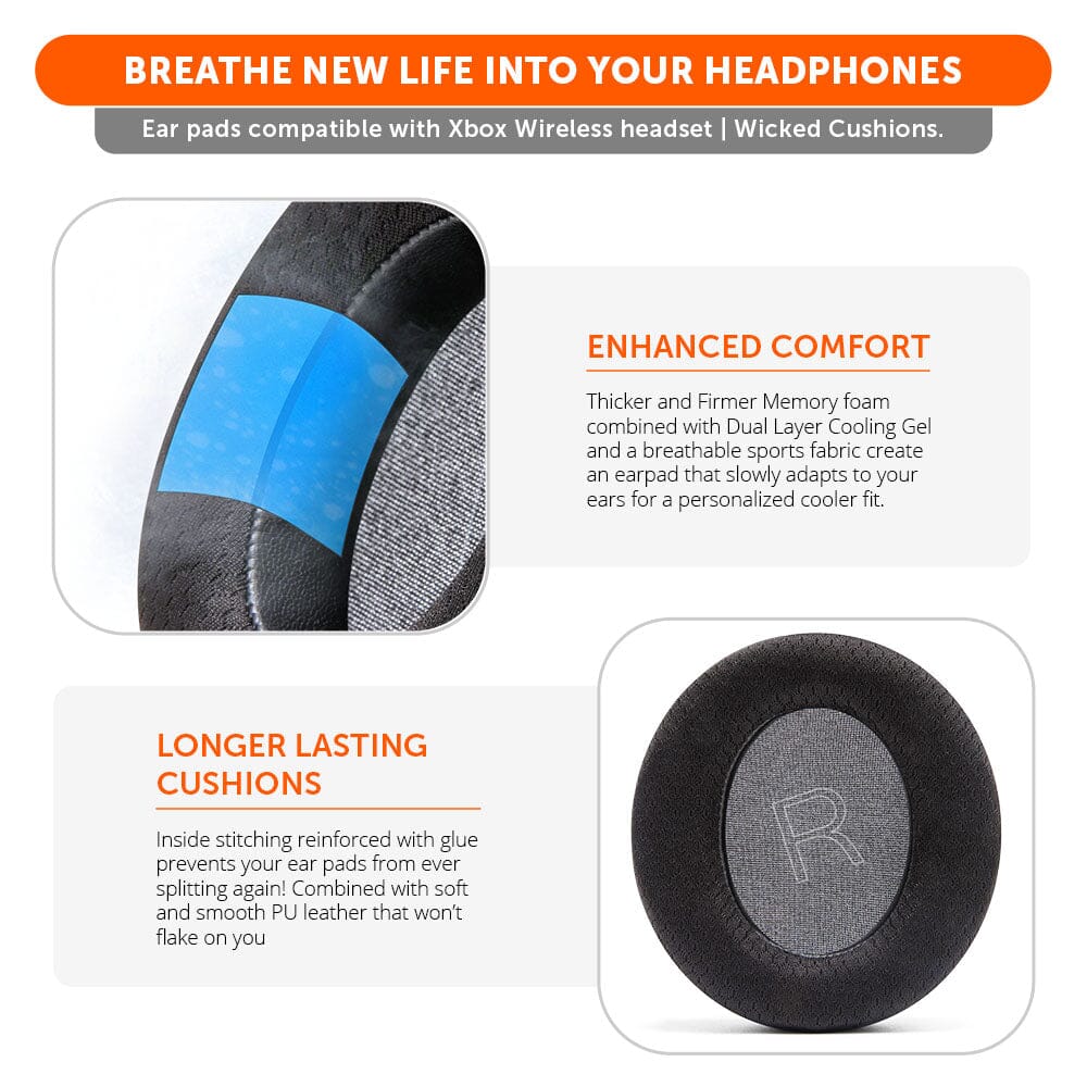 Apos Audio Wicked Cushions Cooling Gel Ear Pads Xbox Wireless Gaming Headset Earpads - WC FreeZe Cooling Gel