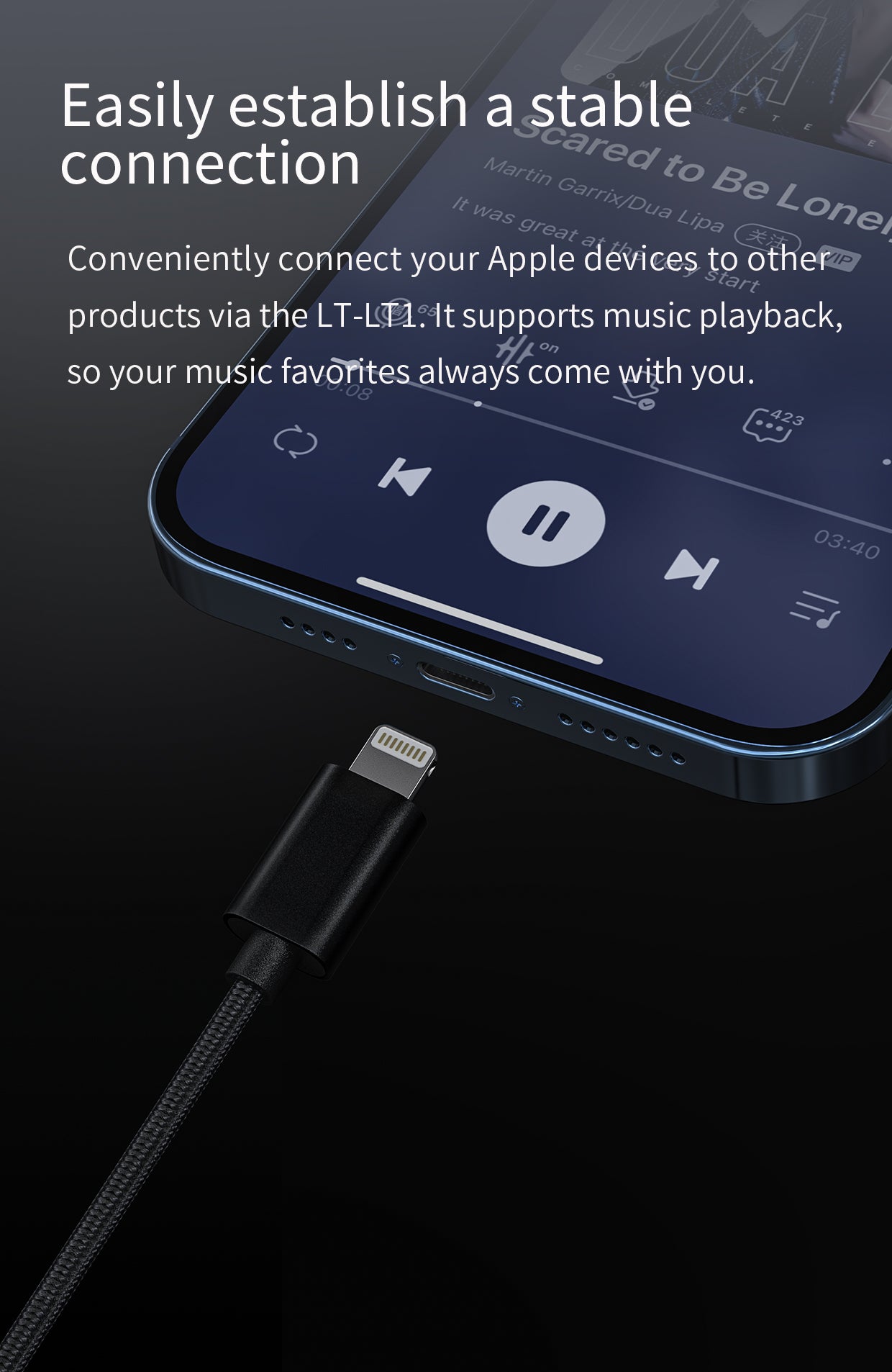 Apos Audio FiiO Headphone DAC/Amp FiiO LT-LT1 USB Type-C to Lightning Data Cable