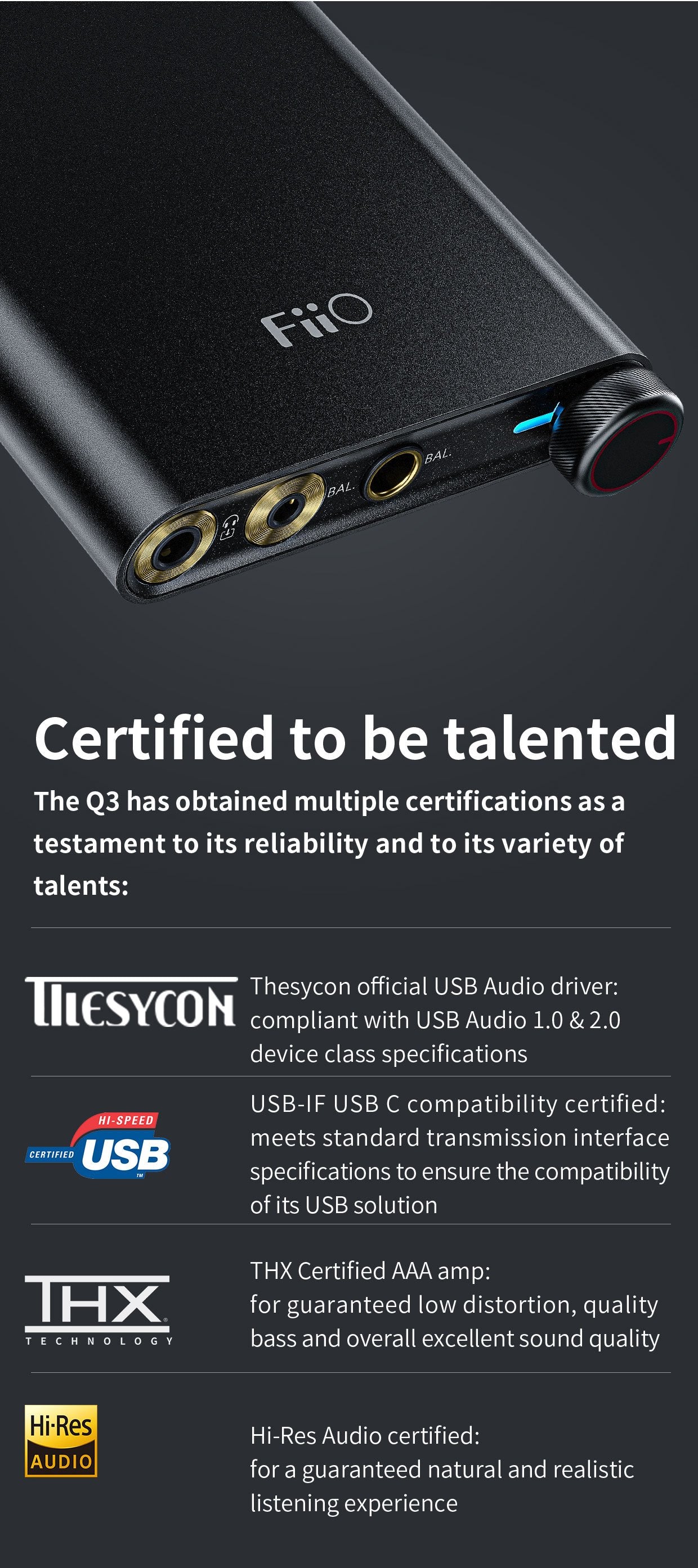 Apos Audio FiiO Headphone DAC/Amp FiiO Q3 THX Portable Balanced DAC/Amp