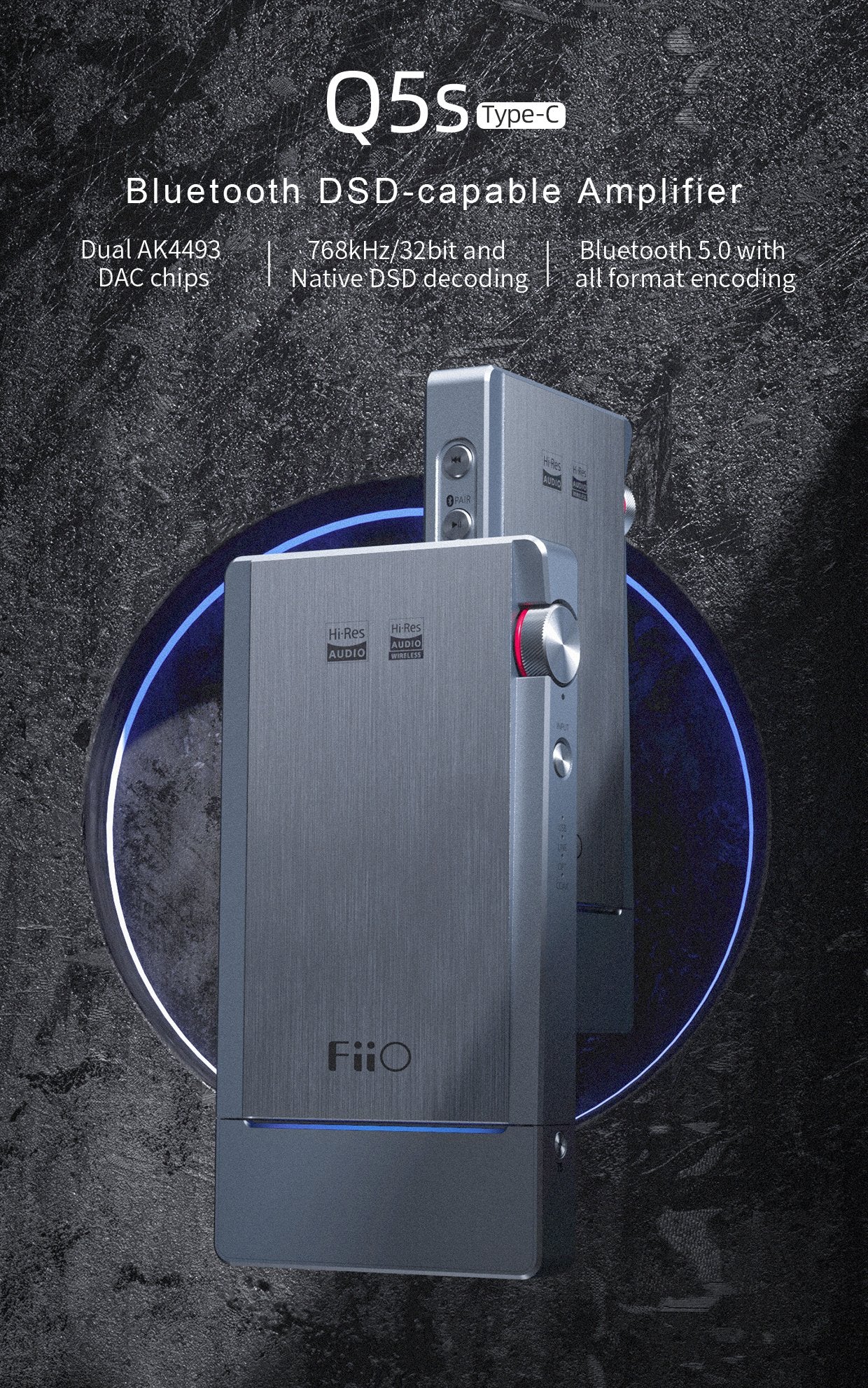 Apos Audio FiiO Headphone DAC/Amp FiiO Q5s Type-C Bluetooth Headphone DAC/Amp