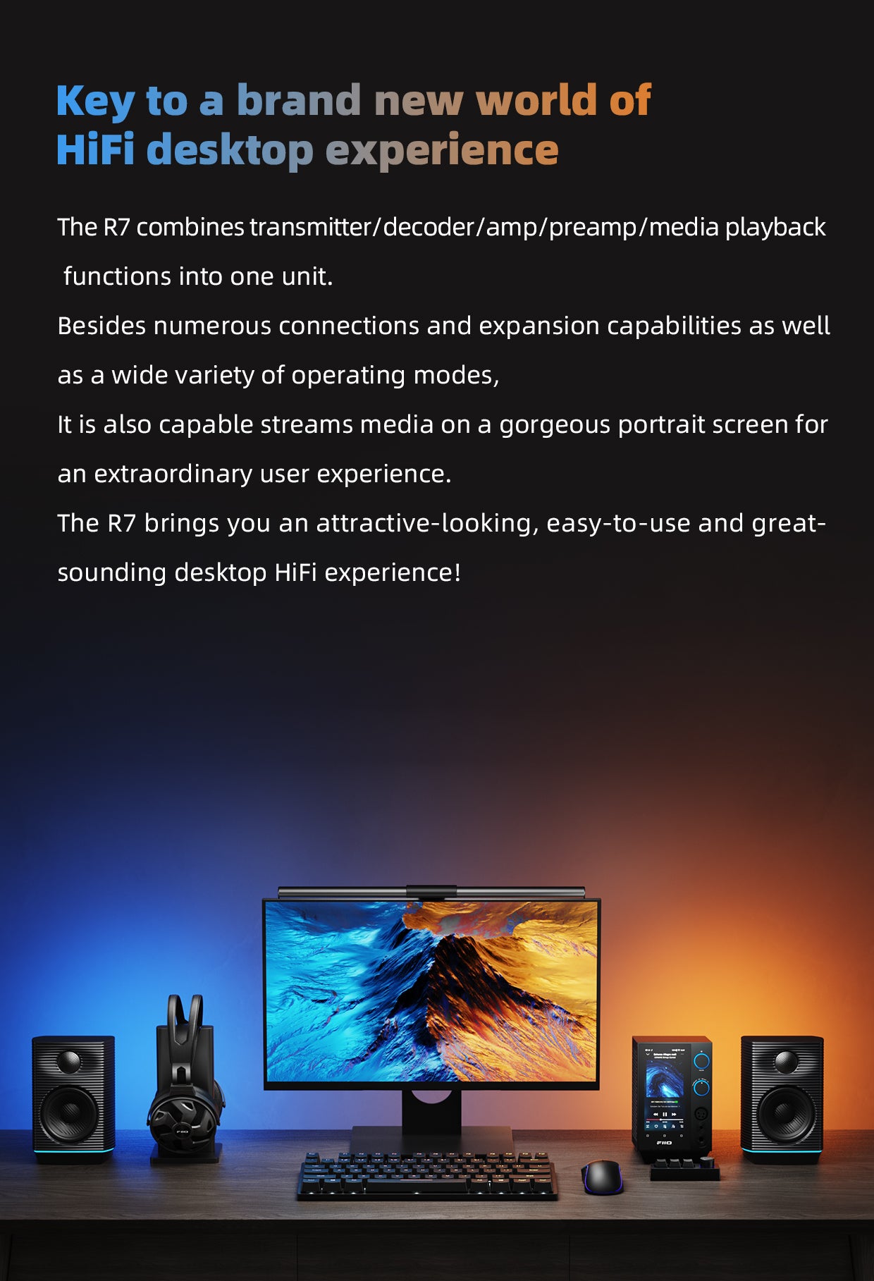 Apos Audio FiiO Headphone DAC/Amp FiiO R7 Desktop HIFI Center/Transmitter/Streamer/Decoder/Amp/Pre-amp All-in-One Unit