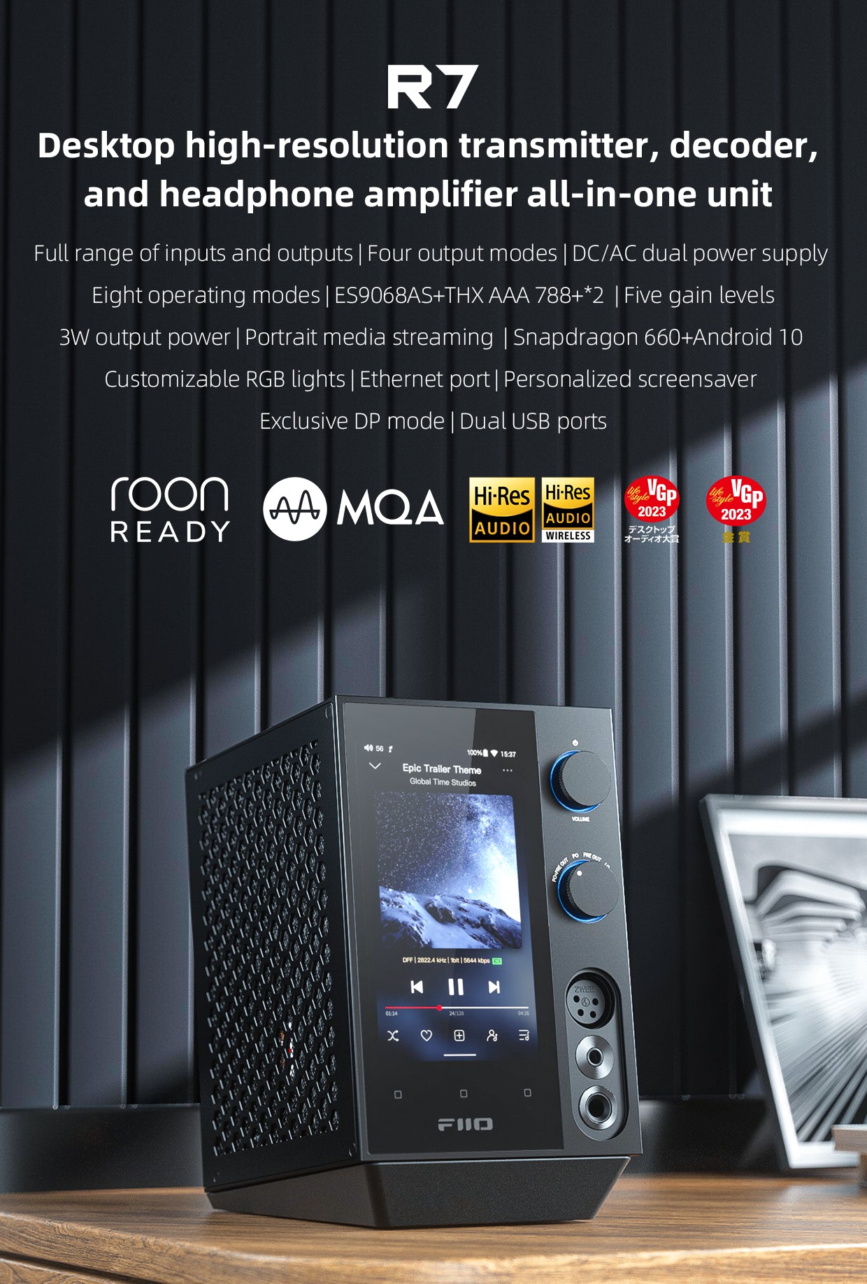 Apos Audio FiiO Headphone DAC/Amp FiiO R7 Desktop HIFI Center/Transmitter/Streamer/Decoder/Amp/Pre-amp All-in-One Unit