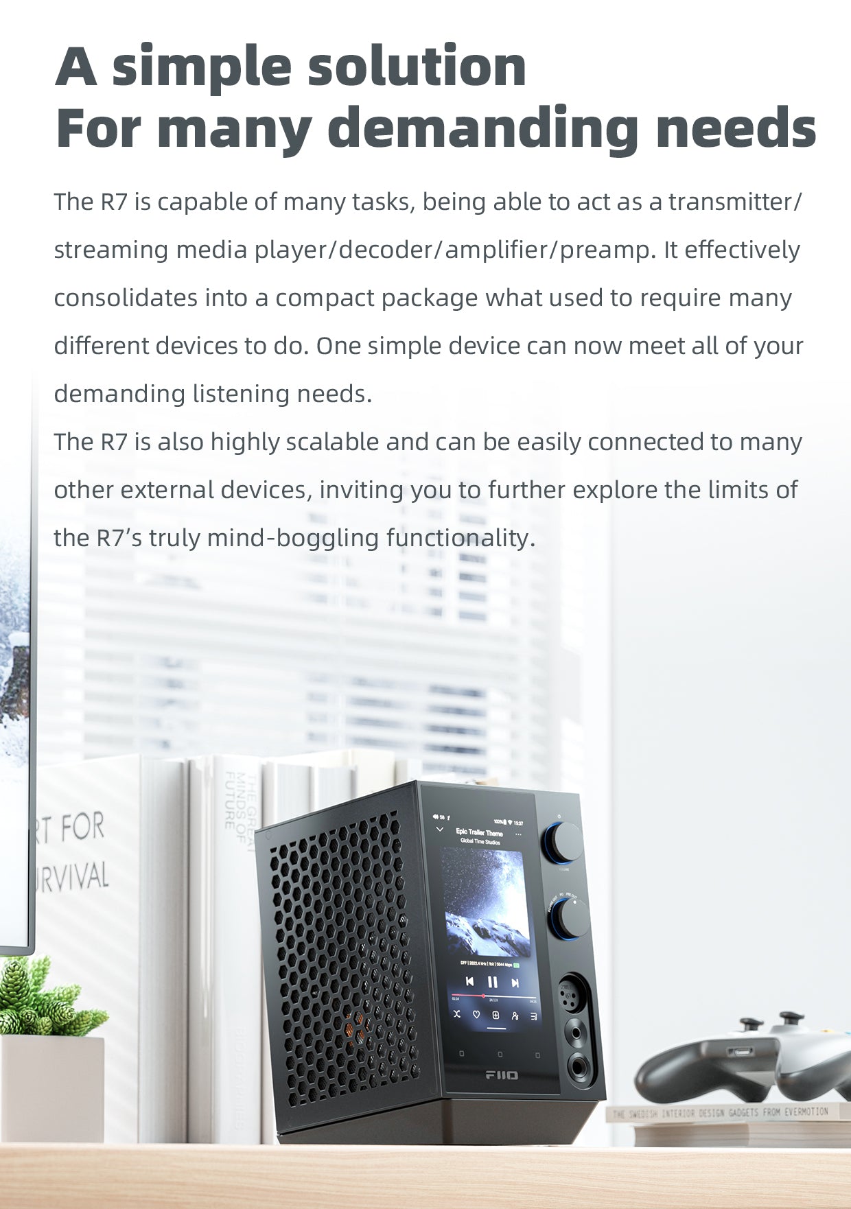 Apos Audio FiiO Headphone DAC/Amp FiiO R7 Desktop HIFI Center/Transmitter/Streamer/Decoder/Amp/Pre-amp All-in-One Unit