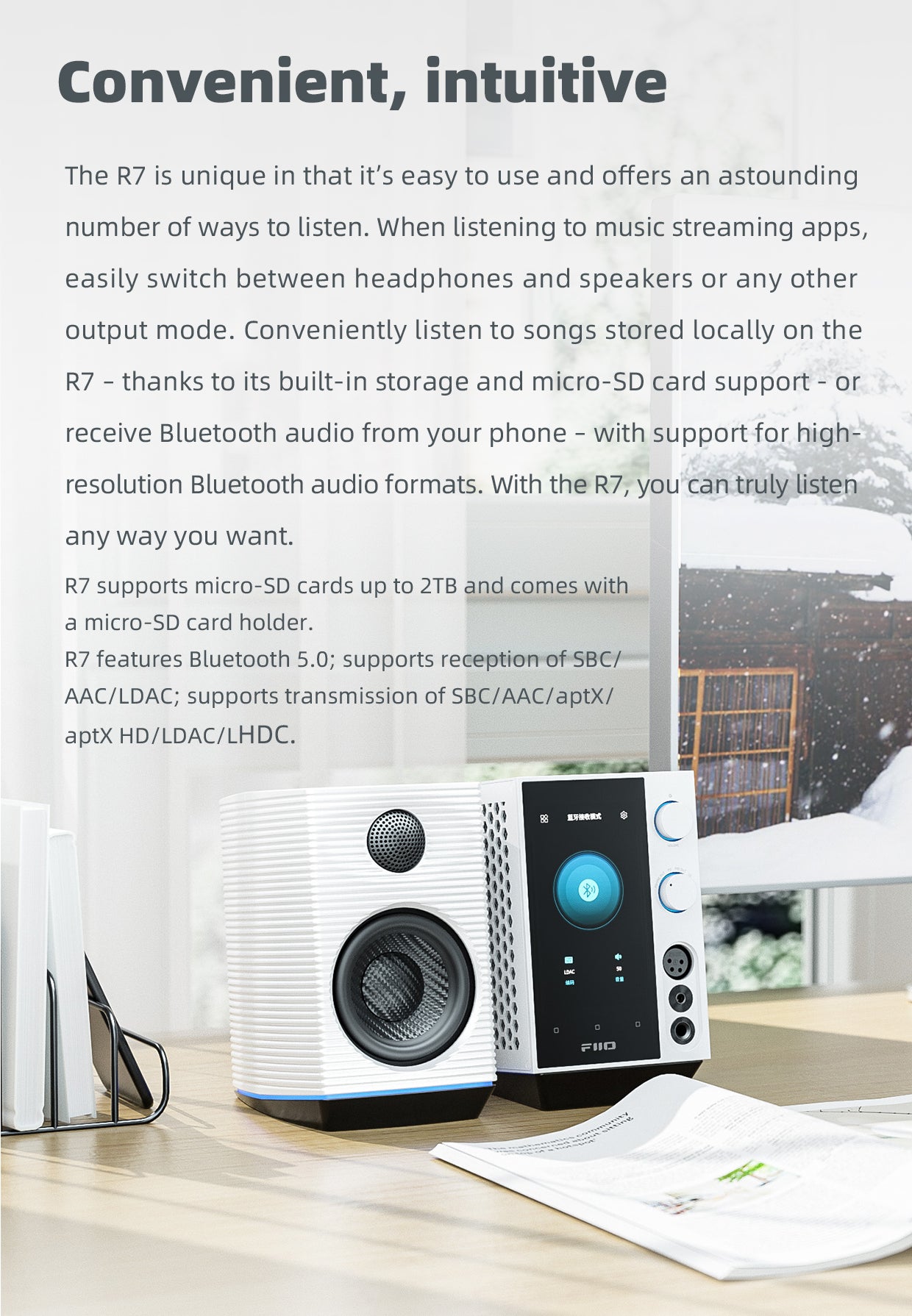 Apos Audio FiiO Headphone DAC/Amp FiiO R7 Desktop HIFI Center/Transmitter/Streamer/Decoder/Amp/Pre-amp All-in-One Unit