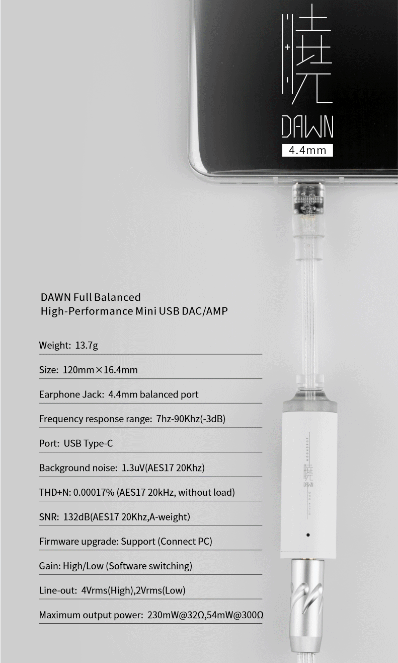 Apos Audio Moondrop Headphone DAC/Amp Moondrop DAWN 4.4mm Full Balanced Mini USB DAC/Amp (Apos Certified)