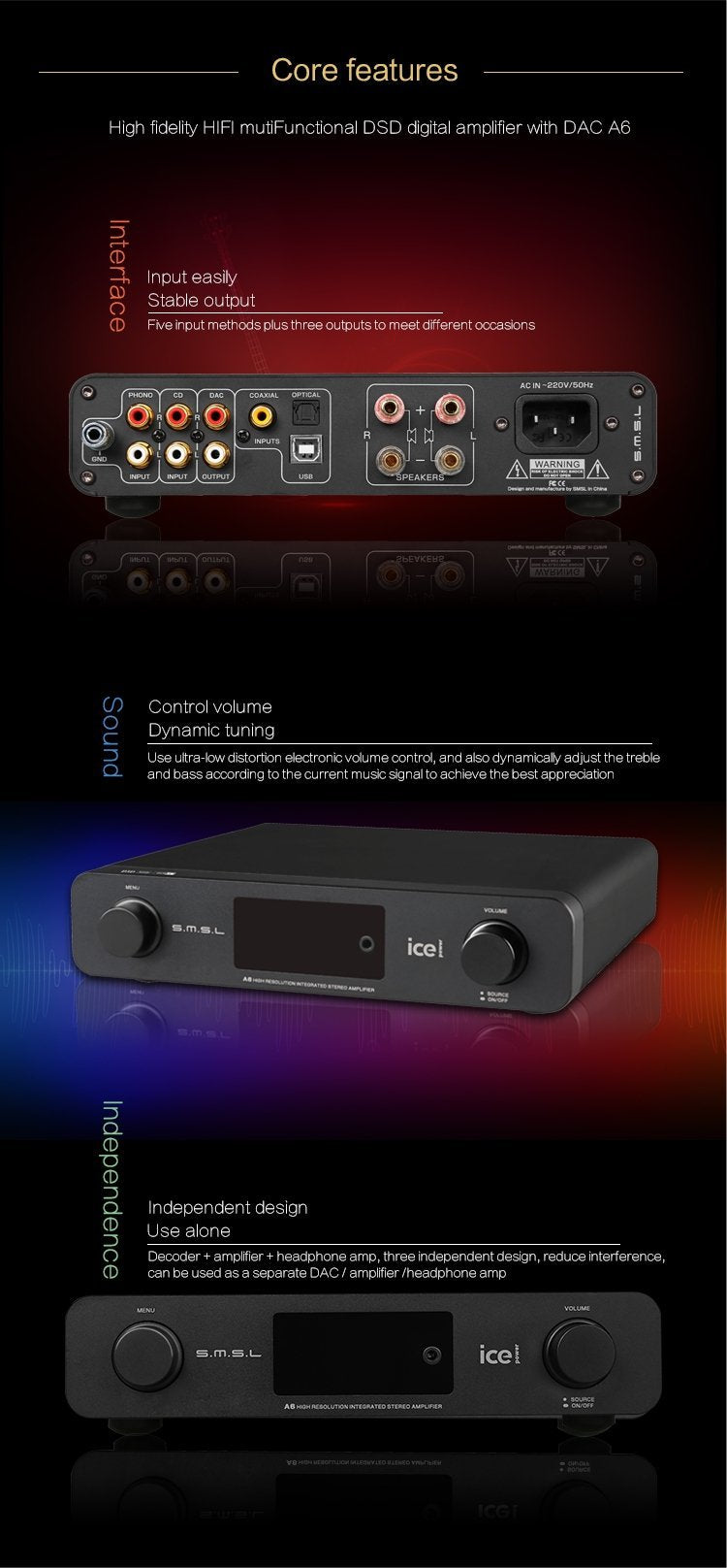 Apos Audio S.M.S.L | 双木三林 Headphone Amp SMSL A6 Headphone Amplifier