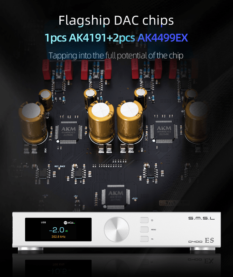 Apos Audio SMSL DAC (Digital-to-Analog Converter) SMSL D400EX Desktop DAC