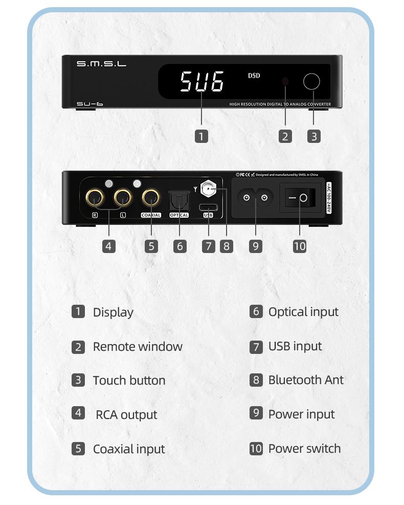 Apos Audio SMSL DAC (Digital-to-Analog Converter) SMSL SU-6 Mini Desktop DAC