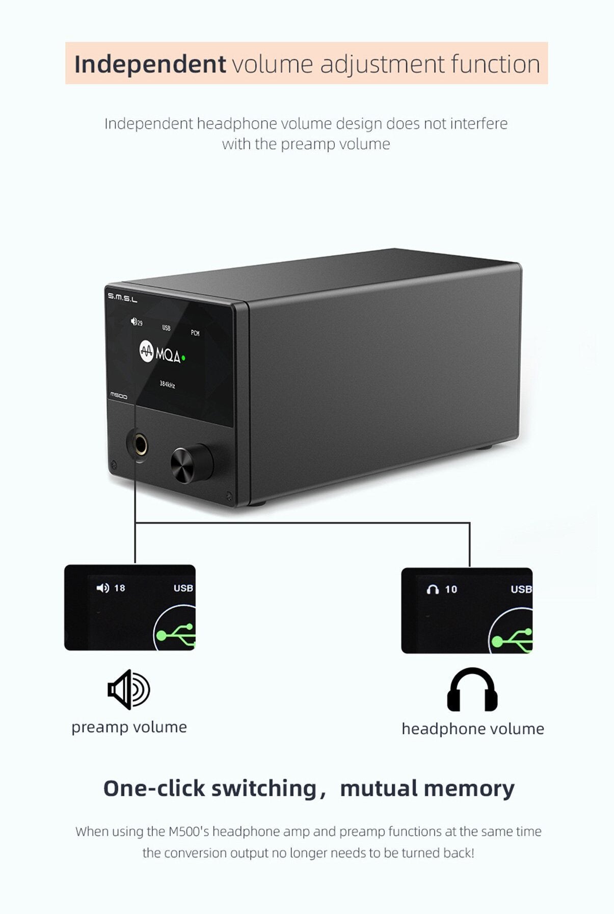 Apos Audio SMSL Headphone DAC/Amp SMSL M500 V2 MQA Amp/DAC