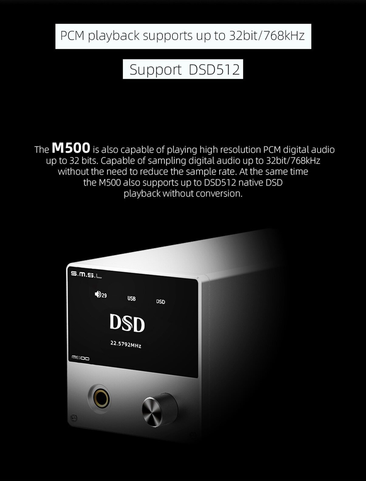 Apos Audio SMSL Headphone DAC/Amp SMSL M500 V2 MQA Amp/DAC