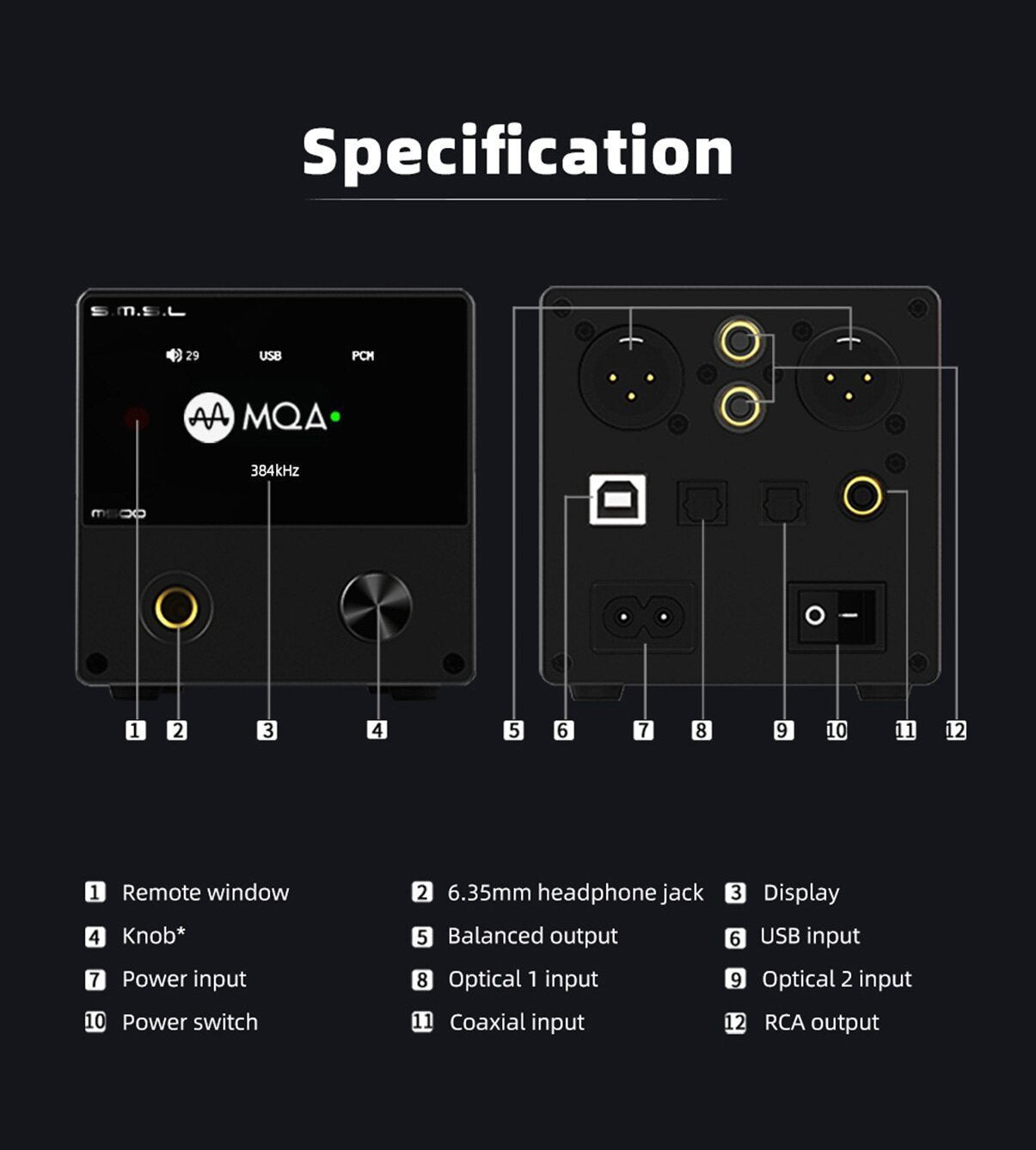 Apos Audio SMSL Headphone DAC/Amp SMSL M500 V2 MQA Amp/DAC